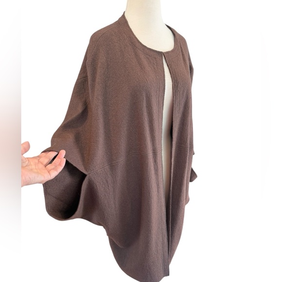Marla Wynne Brown Wool Blend Knit Poncho Sweater Cardigan Size M-L - Picture 2 of 10